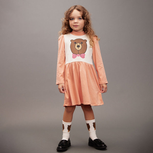 mini rodini bear single print dress pink – kodomo