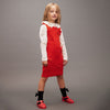 mini rodini knitted flower vest dress red