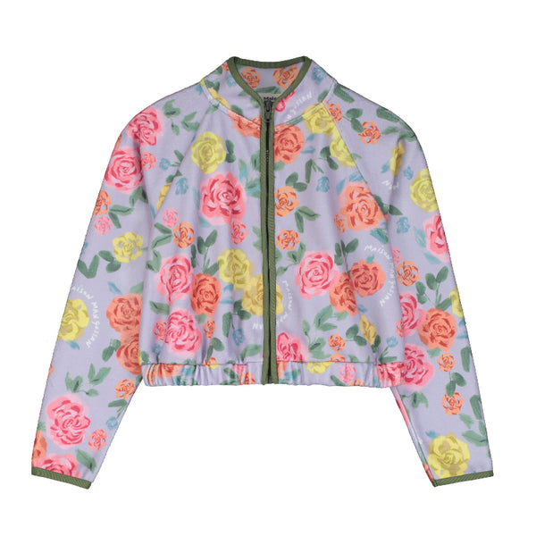 maison mangostan roses fleece jacket lilac