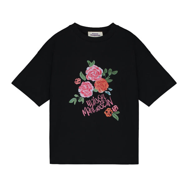 maison mangostan roses t-shirt black