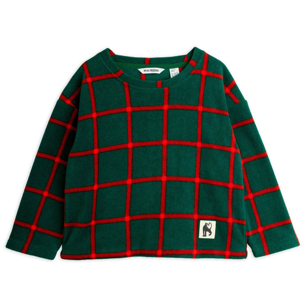 mini rodini plaid fleece top green