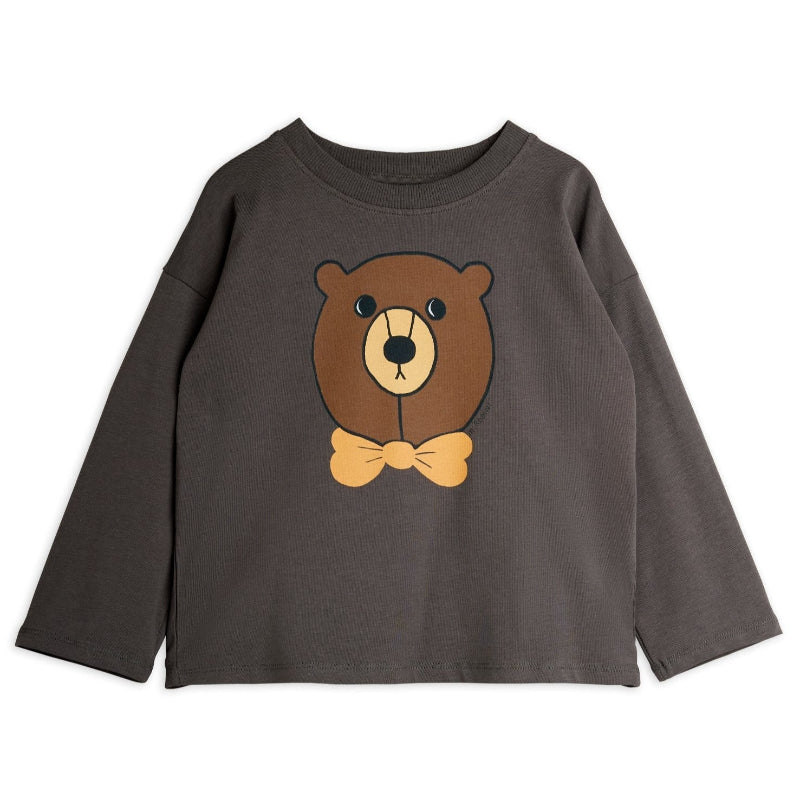 mini rodini bear long sleeve top grey