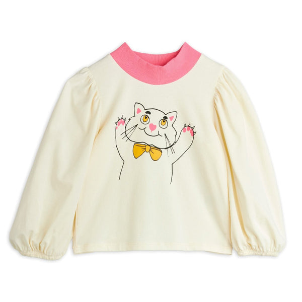 mini rodini cat balloon sleeve top off white