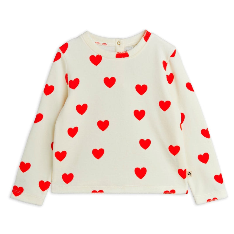 mini rodini hearts aop velour top white