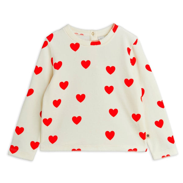 mini rodini hearts aop velour top white