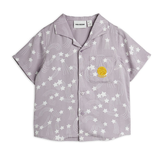 mini rodini starfall aop woven shirt purple