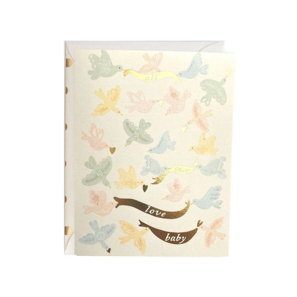 all our love baby bird baby greeting card