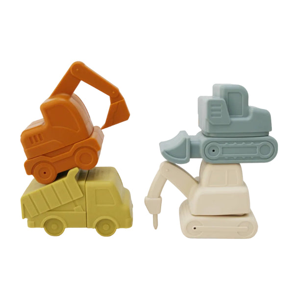 construction vehicle mold free silicone bath toy set