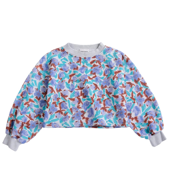 bobo choses watercolor all over cropped sweatshirt lavender