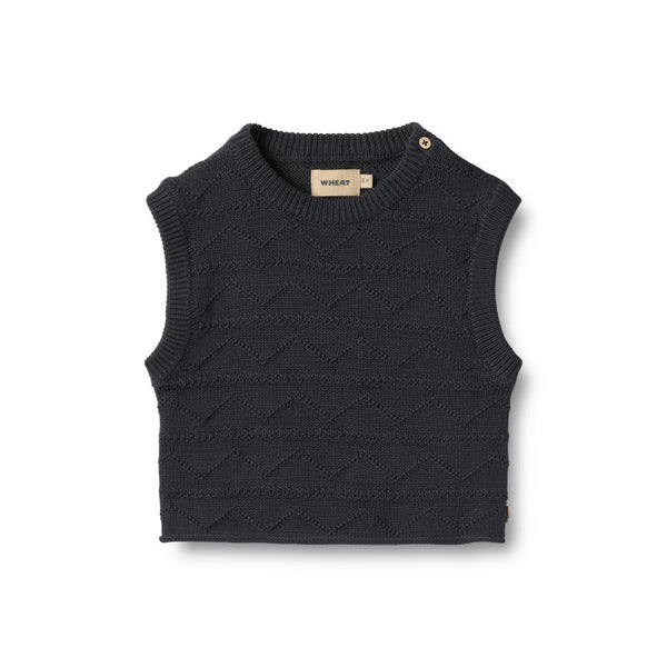 wheat bobby knit baby vest navy
