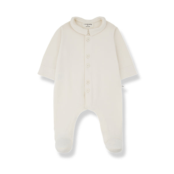 1+ in the family noah baby footed jumpsuit ecru