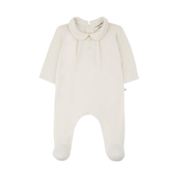 1+ in the family eliah baby footed jumpsuit ecru