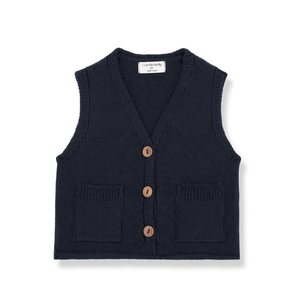 1+ in the family thomas baby vest dark blue