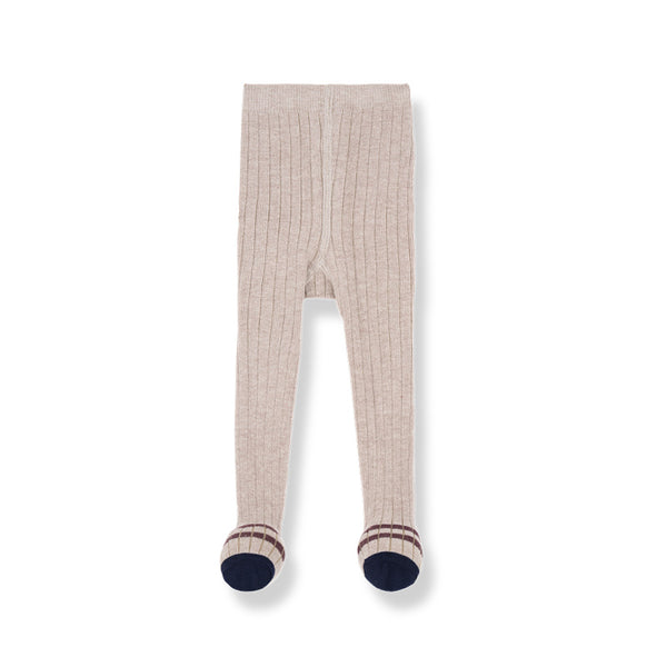 1+ in the family baby plain ribbed tights tortora