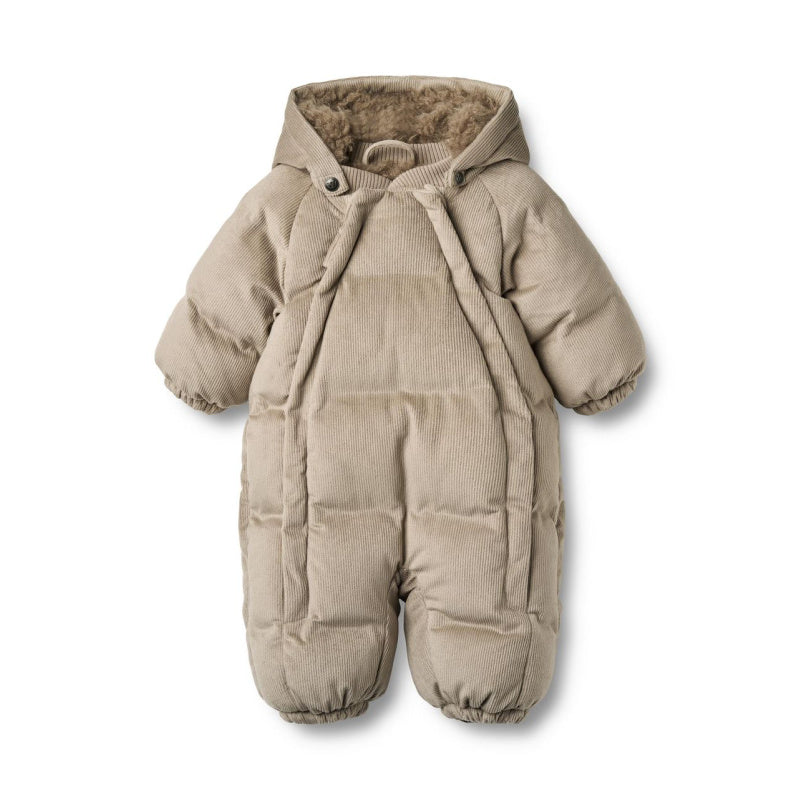 wheat nallo baby puffer suit soft grey stone