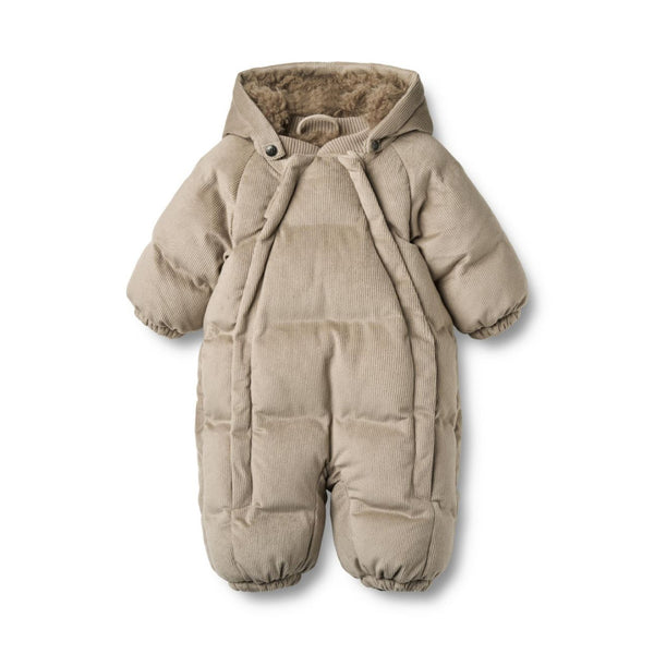 wheat nallo baby puffer suit soft grey stone