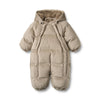 wheat nallo baby puffer suit soft grey stone