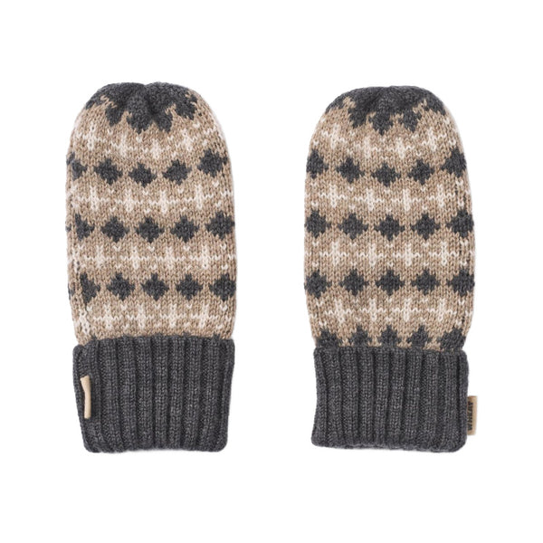 wheat haansi jaquard mittens charcoal melange