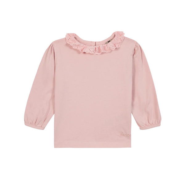 bonton miel ruffle collar baby t-shirt rose blossom