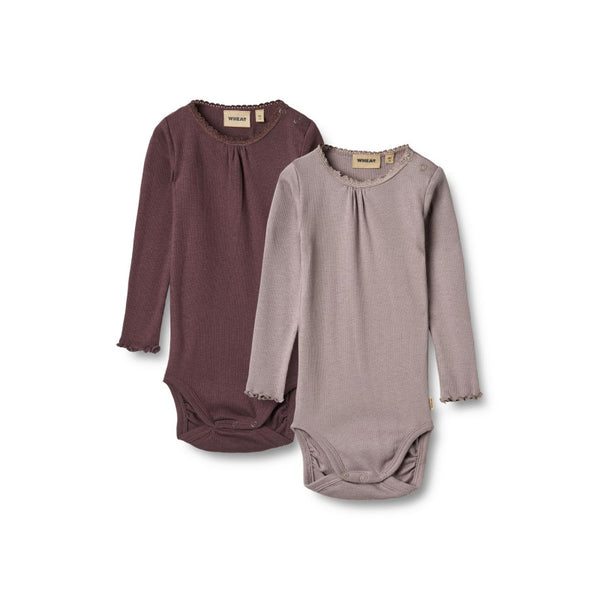 wheat lotta baby onesie set purple fudge