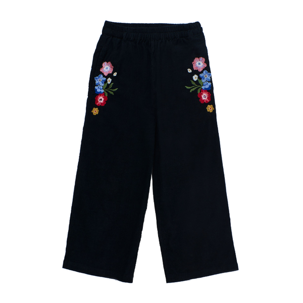 maison mangostan florecitas micro corduroy pants black