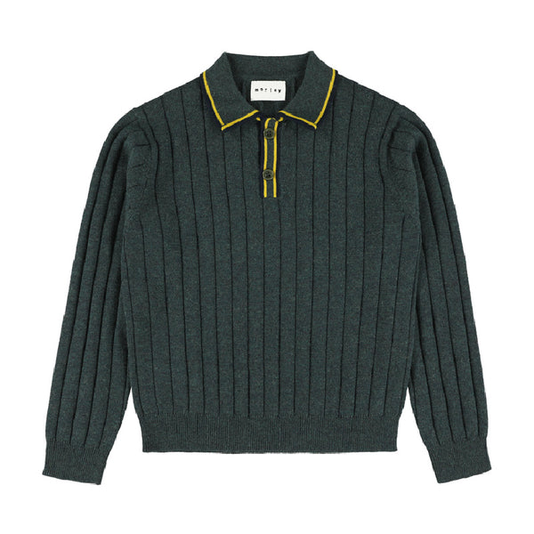 morley yan knit polo pine