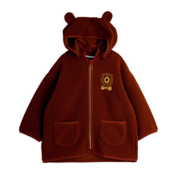 mini rodini bear embroidered pile jacket brown