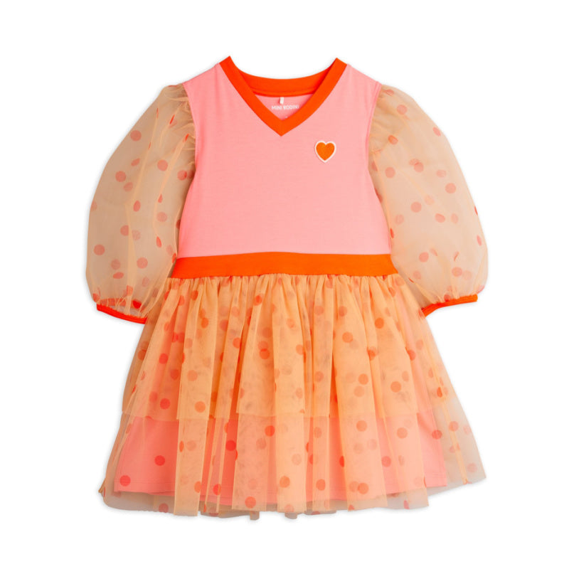 mini rodini dotted tulle dress pink