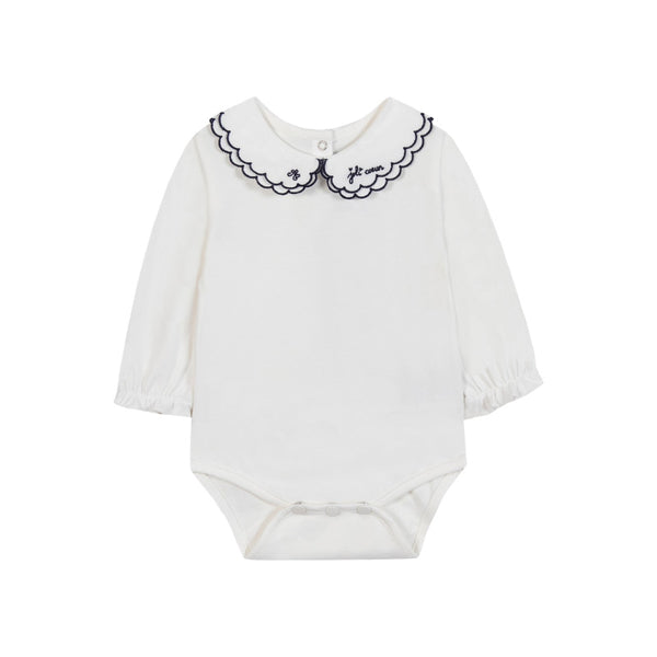 tartine et chocolat embroidered collar baby body white