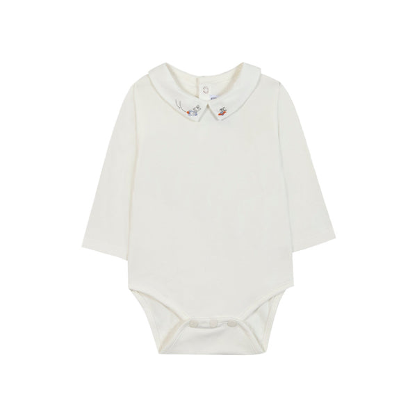 tartine et chocolat embroidered collar baby body off-white