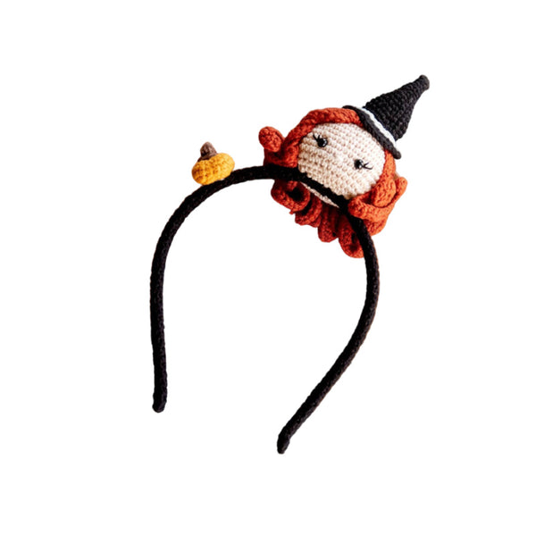Crocheted witch hat and pumpkin headband