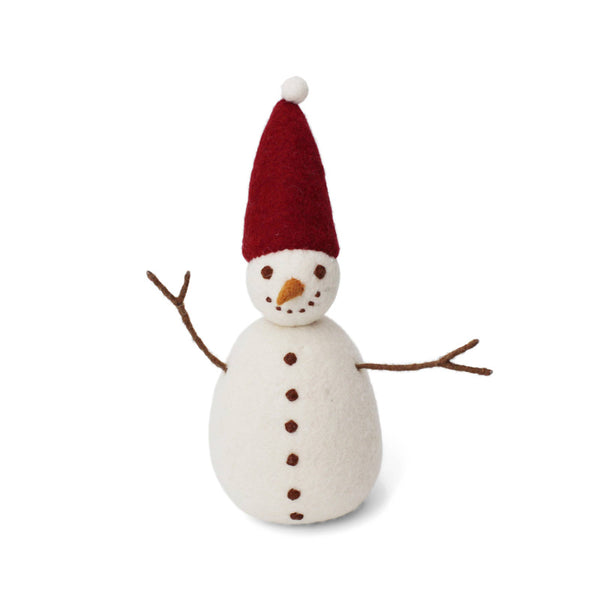 gry & sif felt snowman with a red hat