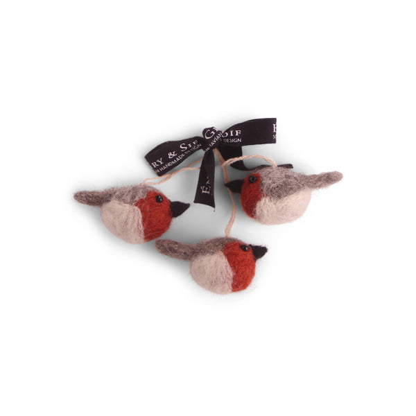 gry & sif set of 3 mini red birds ornaments
