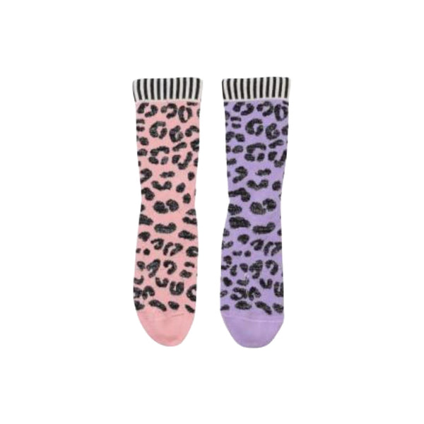 wauw capow by bang bang copenhagen glitter leo socks purple&pink
