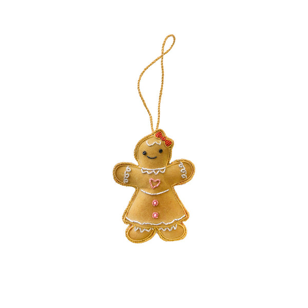 embroidered gingerbread girl ornament
