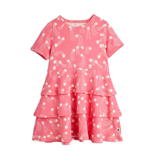 mini rodini starfall aop dress pink