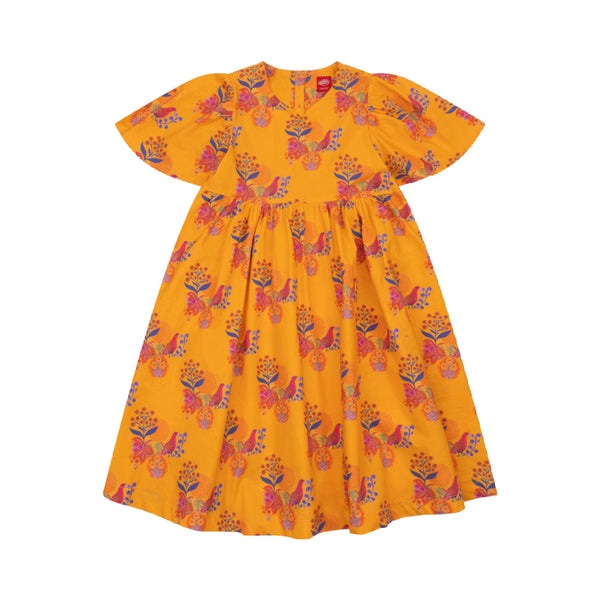 oilily dilli dress bird print orange