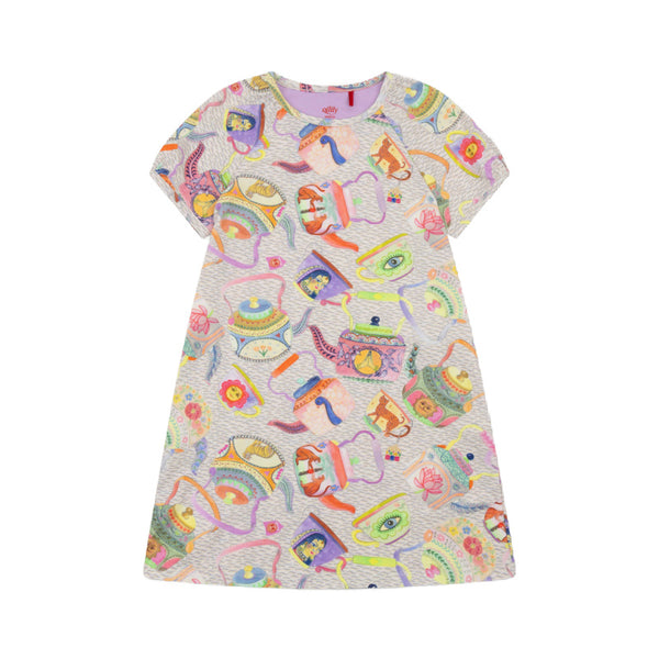 oilily dive tea print dress white