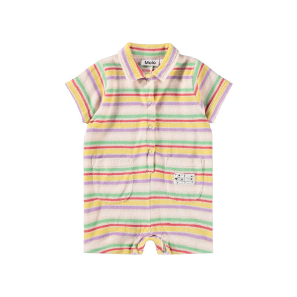 molo fawn baby romper pastel stripe