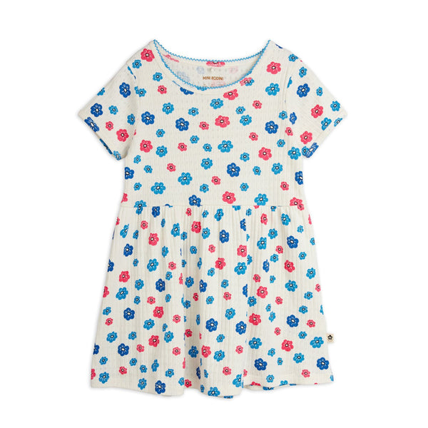 mini rodini flowers aop picot edge pointelle dress multi