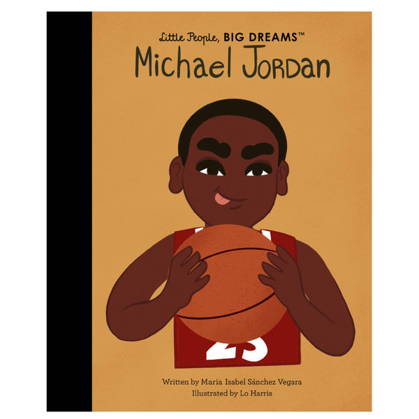 Book cover of 'Little People, Big Dreams: Michael Jordan' with a young boy holding a basketball.