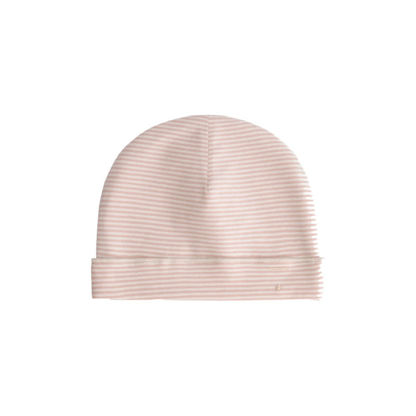 gray label baby beanie faded pink/cream