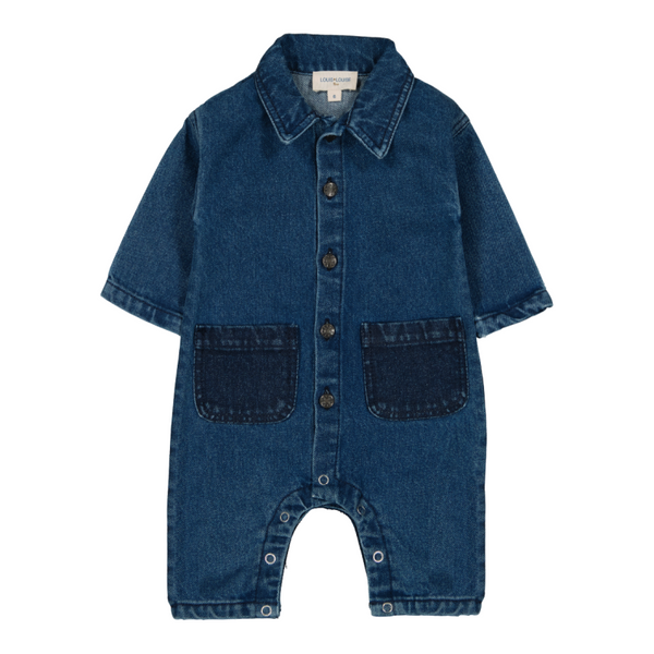 louis louise baby worker overall washed denim