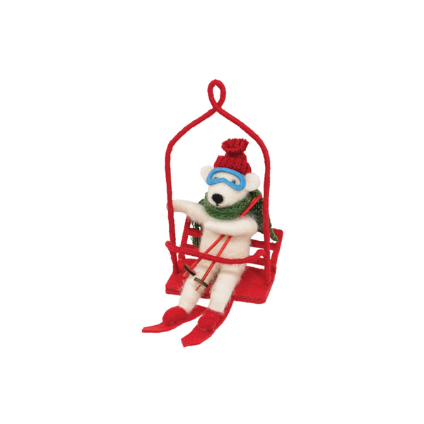 ski lift polar bear ornament