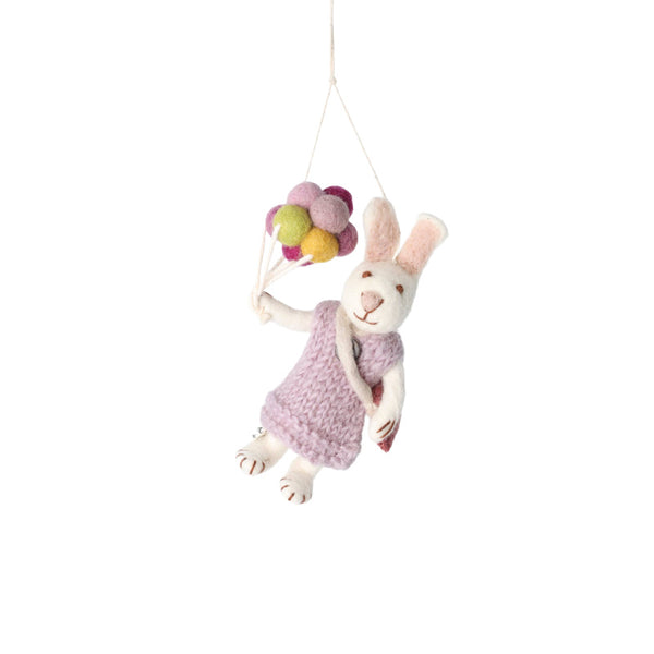 gry & sif girl bunny with balloons ornament