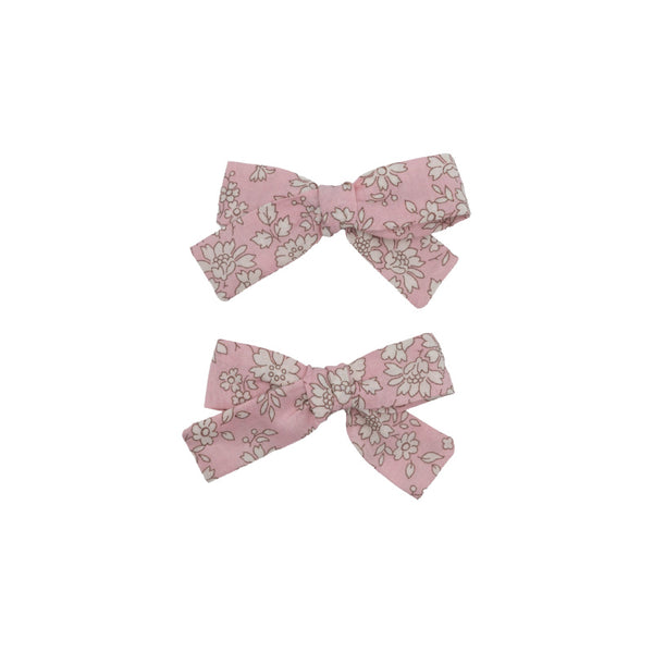 mini bow hair clips set ava liberty print pink