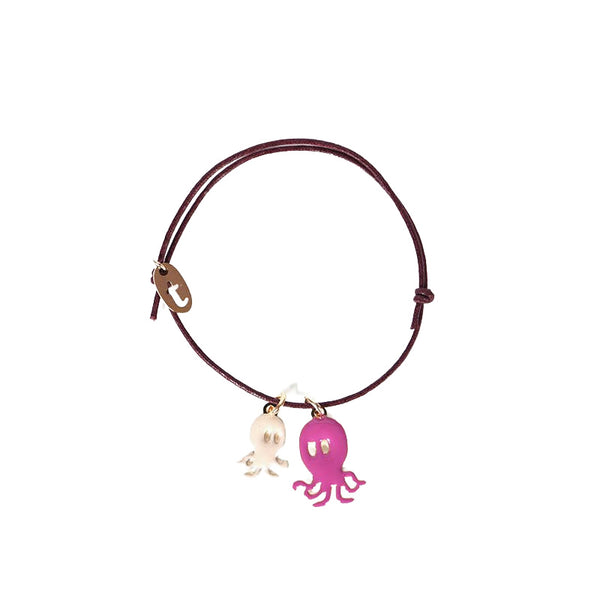 titlee octopus charm bracelet ivory/fuchsia