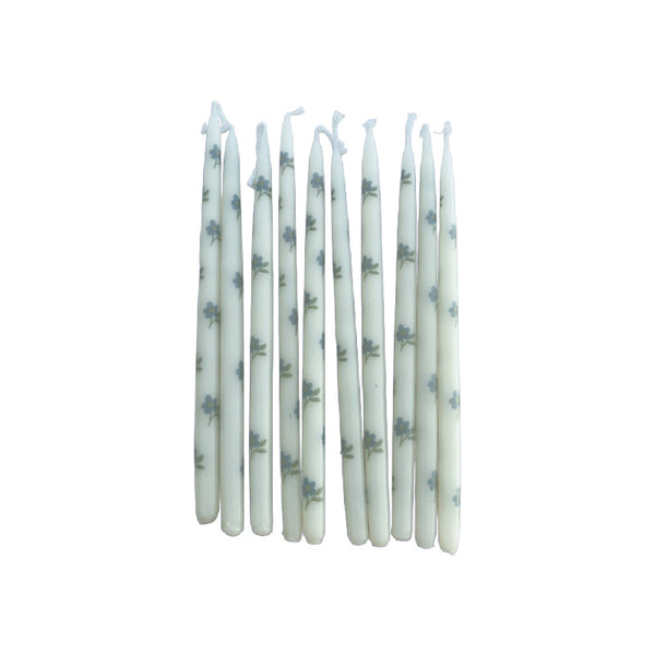 blue anemone flower tapered candles set