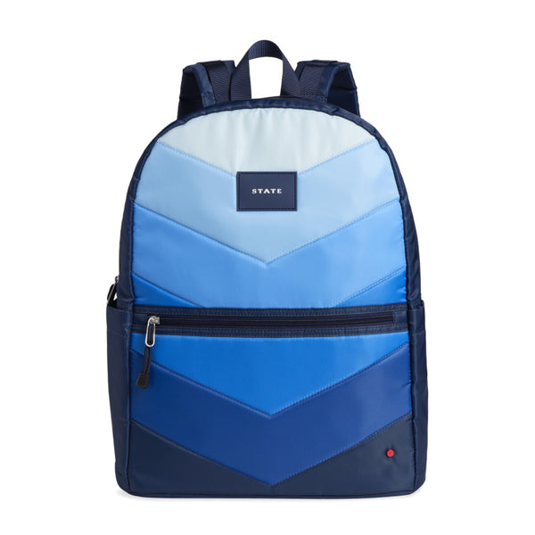 state bags kane kids double pocket large backpack blue chevron