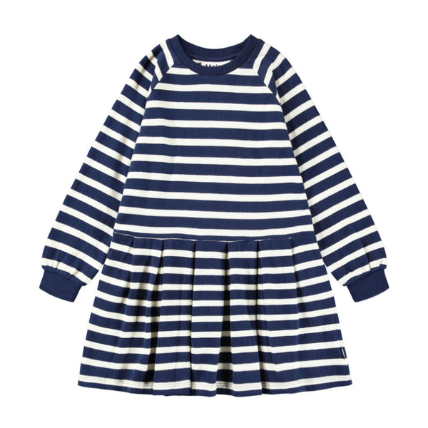 molo christa dress blue cream